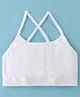 Red Rose Cotton Knit Sleeveless Bralette Solid Colour - White