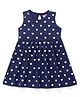 Babyhug Single Jersey Sleeveless Frock with Polka Dots Print - Navy