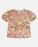 Young Birds Half Sleeves Floral Printed Top - Peach