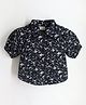 Cherry Crumble By Nitt Hyman Half Sleeves Floral Printed Top - Black & White