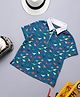 One Friday Cotton Half Sleeves Dinosaur Printed T-Shirt - Blue