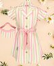 Cutecumber  Half Sleeves Striped Shirt Styles Dress With Cap - Green