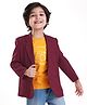 Babyhug Woven Full Sleeves Solid Colour Blazer & Printed T-Shirt - Maroon