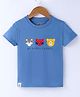 Mini Taurus Cotton Knit Half Sleeves T-Shirt With Animal Print-Blue