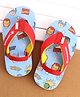 Cute Walk by Babyhug Marvel Flip Flops With Back Strap Avengers Print - Red & Sky Blue