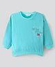 Bonfino 100% Cotton French Terry Full Sleeves Oversized Drop Shoulder Sweatshirt with Heart & Text Print- Blue