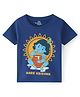 Doodle Poodle 100% Cotton Single Jersey Half Sleeves T-Shirt with Janmashtami Print - Navy Blue