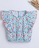 The Magic Wand Frill Sleeves Floral & Butterflies Printed Top - Orange