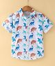 JASH KIDS Cotton Woven Half Sleeves Shirt Animal Print- White