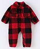 Kookie Kids Full Sleeves Full Sleeves Collared Neck Romper with Checks Design - Red
