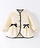 Kookie Kids Full Sleeves High Neck Front Open Quilted Jacket with Bow Applique - Beige