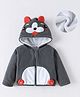 Kookie Kids Full Sleeves Front Open Hooded Sweatjacket with Dog Applique Detailing - Grey