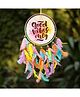 Duli Handmade Dreamcatcher Hanging with Printed GoodVibes & PastelMulticolor Feathers for Home Decoration