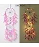 Duli Handmade Dream catcher Hanging with Lights and Pink and Purple Feathers for Home Decoration