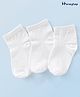 Honeyhap Premium Cotton Bamboo with Bio Finish Ankle Length Solid Socks Pack of 3 - White