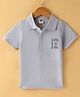 Zero Cotton Knit Half Sleeves Polo T-Shirt With Car Print - Silver
