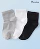 Honeyhap Premium Cotton Bamboo with Bio Finish Ankle Length Solid Socks Pack of 3 - White Black & Grey