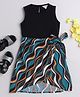 Taffykids Sleeveless Abstract Printed  Wrap Dress - Black & Multi Colour