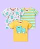 Babyhug 100% Cotton Knit Half Sleeves T-Shirt with Frog Graphics Pack of 3- Multicolour