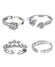Yellow Chimes Rings for Women and Girls Crystal Ring Adjustable Crystal Rings | Silver Tone Combo of 4pcs Ring for Women