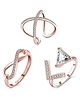 Yellow Chimes Rings for Women and Girls Crystal Ring |Adjustable Crystal Rings | Rose Gold Tone Combo of 3pcs Ring for Women | Birthday Gift For girls and women Anniversary Gift for Wife