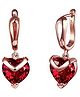 Yellow Chimes Earrings for Women and Girls Red Stone Crystal Drop Earrings | Rose Gold Plated Valentine Heart Shape Drop Earrings | Birthday Gifts For Women Valentine Gift for Girls