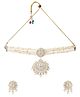 Yellow Chimes Jewellery Set for Women Kundan Necklace Set | Gold Plated Green Beads Studded Kundan Choker Necklace Set