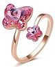 Yellow Chimes Rings for Women Crystal Ring Rose Gold Toned Crystal Butterfly and Floral Designed Adjustable Ring