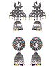 Yellow Chimes Earrings for Women Silver Oxidised Jhumka German Silver Earring Set Dome Shaped Dangler Jhumki Earrings