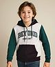Pine Kids Cotton Knit Full Sleeves Hooded Sweat Jacket with Text Print & Kangaroo Pockets - Dark Green