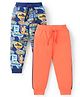 Babyhug Cotton Knit Full Length Text Printed Lounge Pants Pack of 2 - Navy Blue & Peach