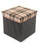 Square Shape Storage Box Checks Print - Black & Brown