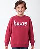 Pine Kids Knit Full Sleeves Sweatshirt Text Print - Red