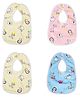 Chinmay Kids  Bib for Infants Daily Use Super Soft Cotton Fast-Dry Printed Bibs Pack Of 4 (Yellow-Pink-Blue)