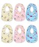 Chinmay Kids  Bib for Infants Daily Use Super Soft Cotton Fast-Dry Printed Bibs Pack Of 6 (Yellow-Pink-Blue)