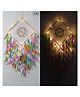 Duli Handmade Dreamcatcher Hanging with Lights and Multicolor Feathers for Home Decoration