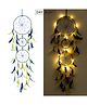 Duli Handmade Dream catcher Hanging with Lights and Yellow & Blue Feathers for Home Decoration