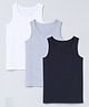 Charm n Cherish Pack Of 3 Sleeveless Solid Vests - White Grey & Navy Blue