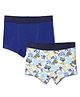 Charm n Cherish Pack Of 2 Solid & Vehicles Printed Boxers - Navy Blue