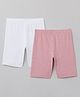 Charm n Cherish Pack Of 2 Solid Solid Shorts - White & Pink