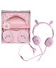 Elecart Kawaii Cute Design Wired Headphones with Built-in Microphone Teenagers  Pink Bunny