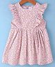 Teddy Cotton Woven Frill Sleeves Frock with Floral Print - Multicolor