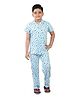 Clothe Funn Knit Half Sleeves Stars Printed Night Suit - Blue