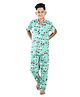 Clothe Funn Knit Half Sleeves Vehicles Printed Night Suit - Green