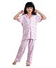 Clothe Funn Knit Half Sleeves Ballerina Printed Night Suit - Baby Pink