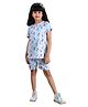 Clothe Funn Knit Half Sleeves Alphabets Printed Tee & Shorts Set - Sky Blue