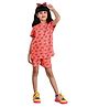 Clothe Funn Knit Half Sleeves I Love You Text Printed Tee & Shorts Set - Coral