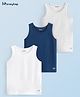 Honeyhap Premium Cotton Elastane Single Jersey Sleeveless Vests with Bio Finish Pack of 3 - Navy Blue White & Grey