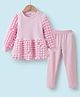 Kookie Kids Full Sleeves Top & Leggings Set with Pop Corn Texture Detailing - Pink