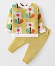 Babyhug Knit Full Sleeves Sweater Set With Floral Design - Multicolor
